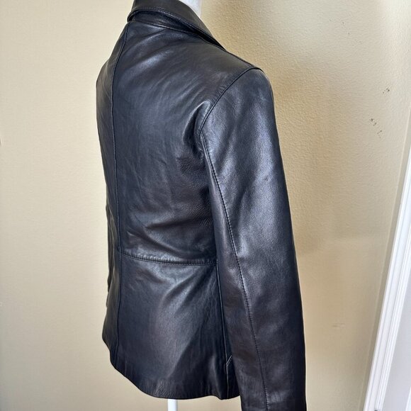 LUIS ALVEAR COLLECTION Real Leather Jacket Long Line Size Small Front Zip - Picture 9 of 13